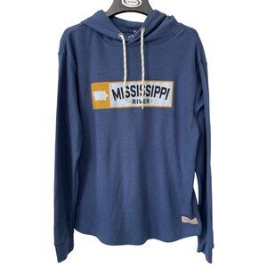 Good Land Supply Co Mississippi River Pullover Hoodie Men Medium Waffle Knit NEW